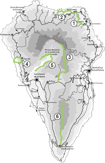 Mapa, Senderismo una Semana, La Palma Highlights