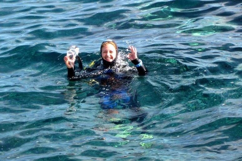 Buceador en el agua, La Palma